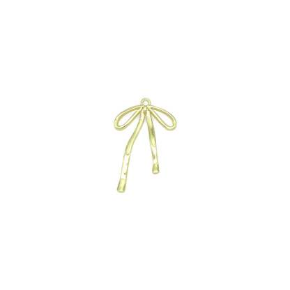 Slinky Gold Bow Shape Charm Pendant, Sku#LD665