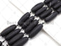 Natural Black Agate Barrel Spacer Beads, Black White Agate S