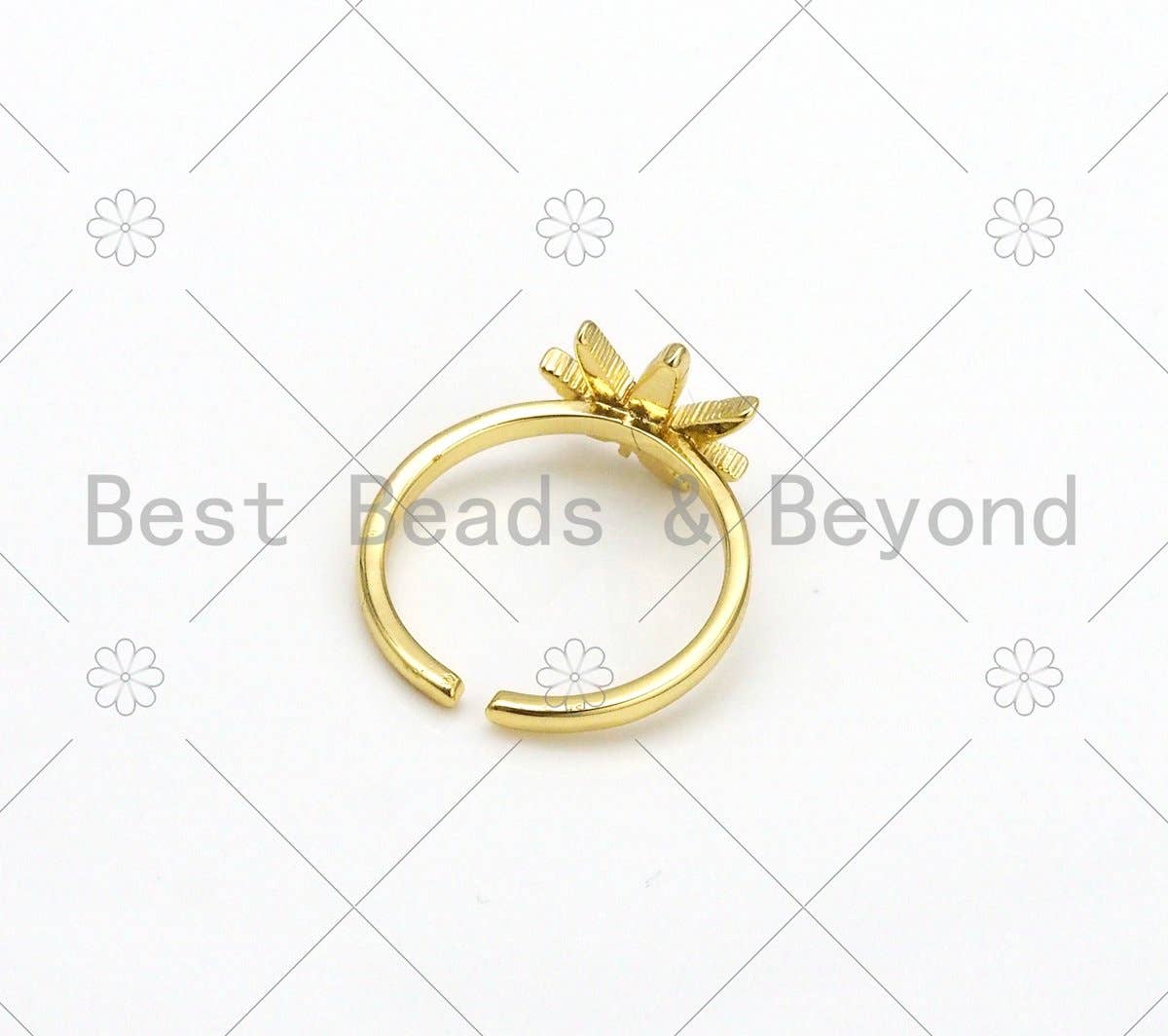CZ Maple Leaf Shape Adjustable Ring, Sku#X247