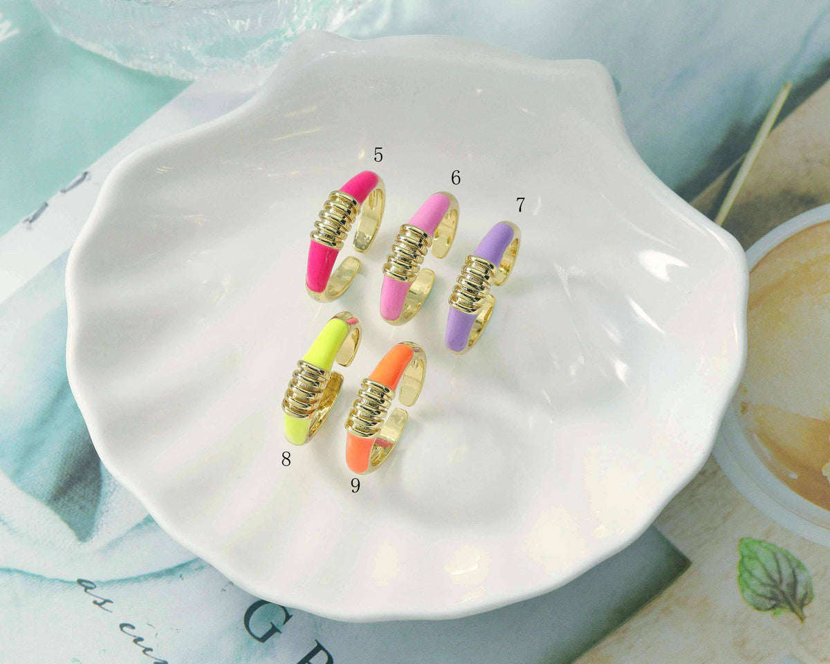 Colorful Enamel Adjustable Ring, Sku#X293
