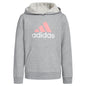 adidas Girls Long Sleeve Graphic Fleece Hooded Pullover Medium Grey Heather Pastel