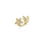Gold CZ Flower Butterfly Adjustable Ring, Sku#LD428