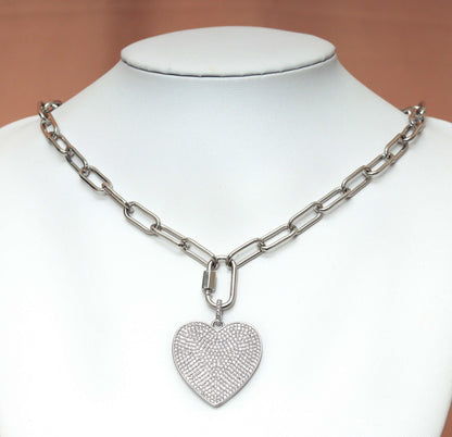Paperclip chain necklace with star, heart, round disc pendant, sku#CL13