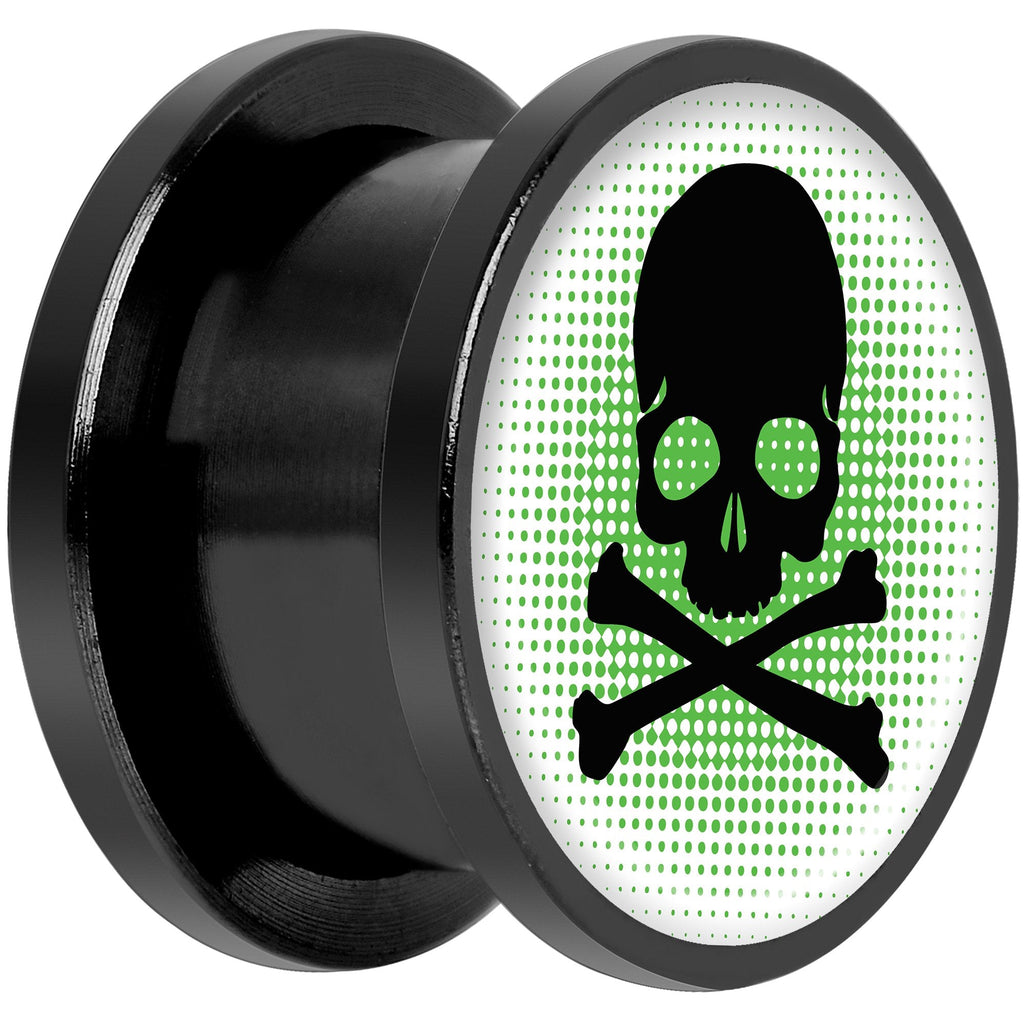 Green Black Skull Black Anodized Screw Fit Plug Set 9/16