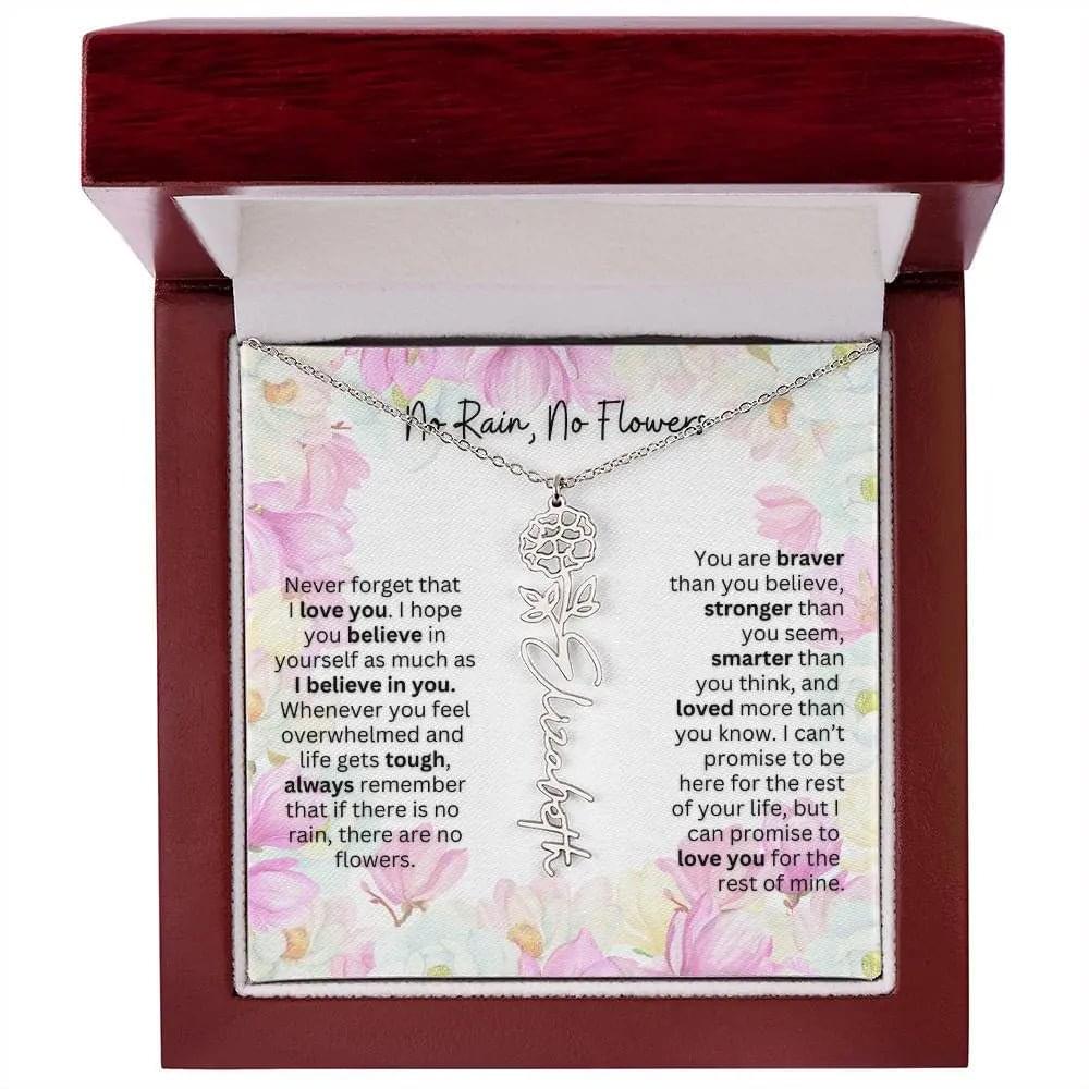Birth Flower Necklace | Cherished Gift for Granddaughter from Grandma or Grandpa