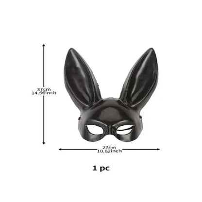 Black and White Rabbit Mask with Long Ears | Bunny Cosplay and Halloween Costume Accessory