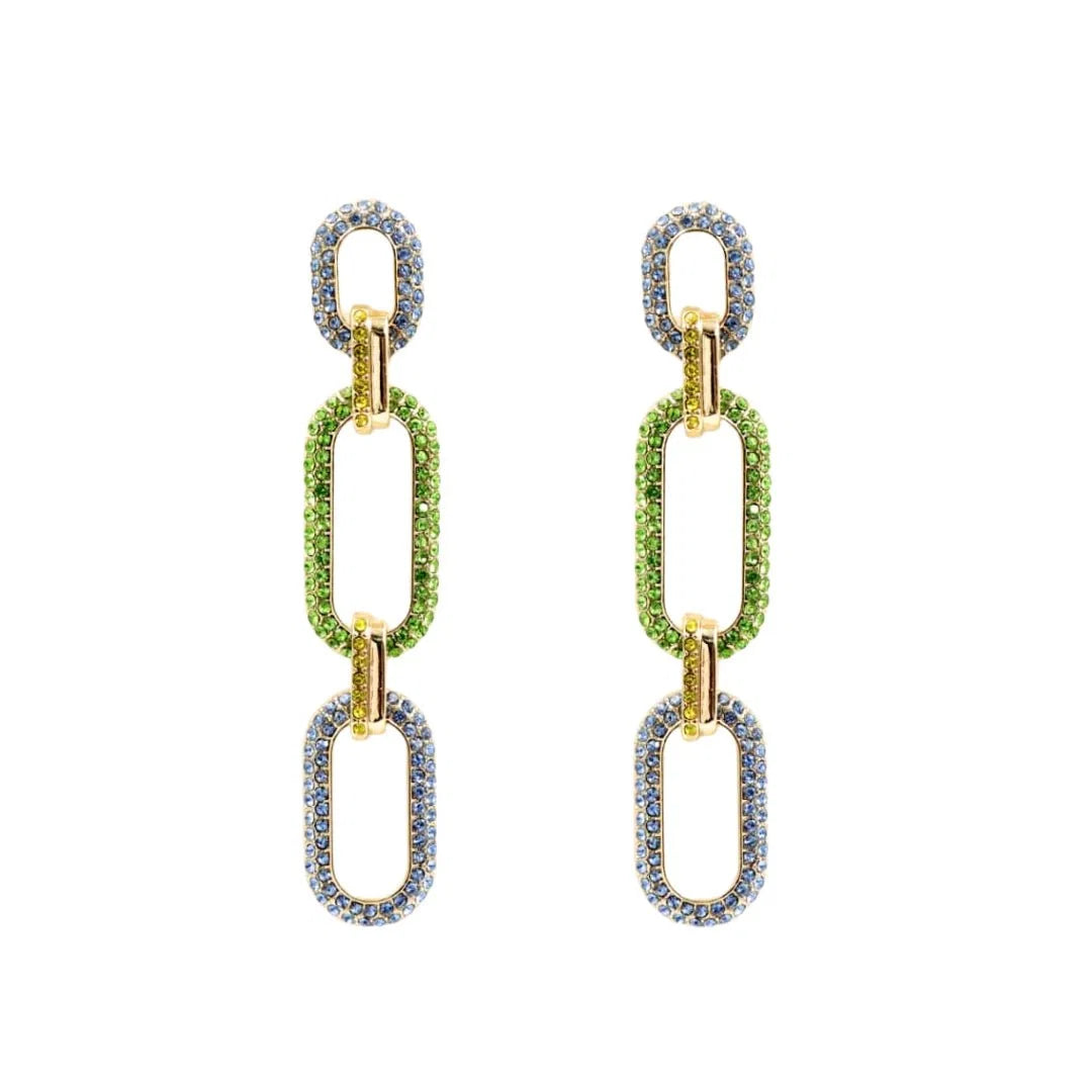 Brianna Cannon - Blue & Green Crystal Link Drop Earrings