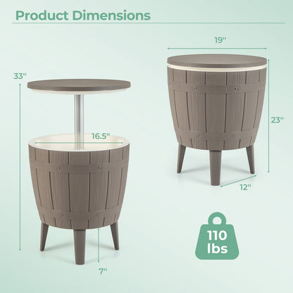 10 Gallon Cooler Bar Table Outdoor Coffee Table Ice Bucket with Telescopic Tabletop for Beer and Wine