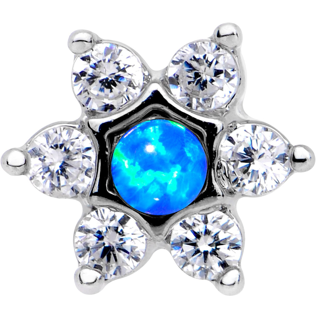 5/16 Blue Faux Opal Internally Threaded Star Flower Labret Monroe