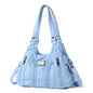 Real Washed Leather Woven Commuter Shoulder Bag