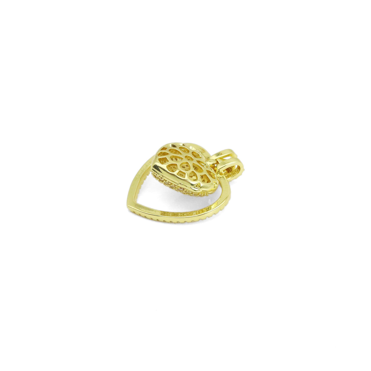 CZ Pave Double Heart Pendant, Sku#A216