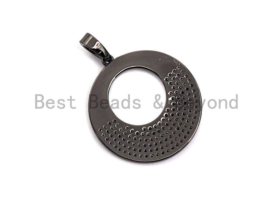 Clear CZ Micro Pave Round Hollow out Pendant, CZ Pave pendant, Frame Shape Pendant, Focal Penant, 30x40mm, sku#X100
