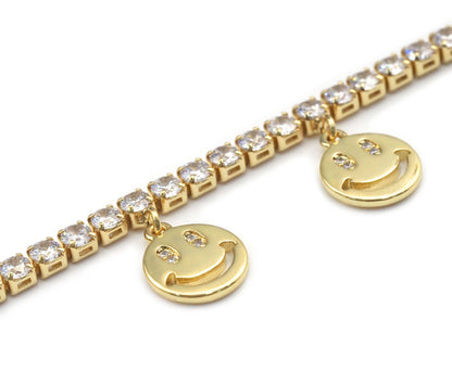 Smiley Face Tennis Chain Necklace, Choker Necklace, sku#LD368