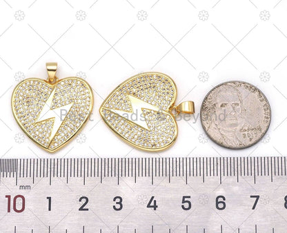 CZ Lightning Heart Charm, Sku#LK556