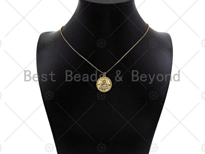 Dianty Embossment Virgin Mary On Round Coin Shape Pendant/Charm,Dainty Medallion Charm, Necklace Bracelet Charm Pendant,19x21mm, Sku#L510