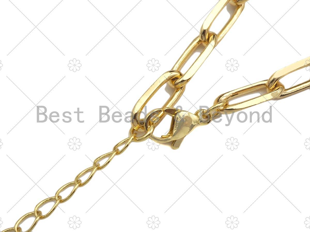 18" Gold Finish Paperclip Chain Necklace, Sku#LD16