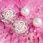 18K White Gold Plated Shell Pearl and Swarovski Elements Earrings