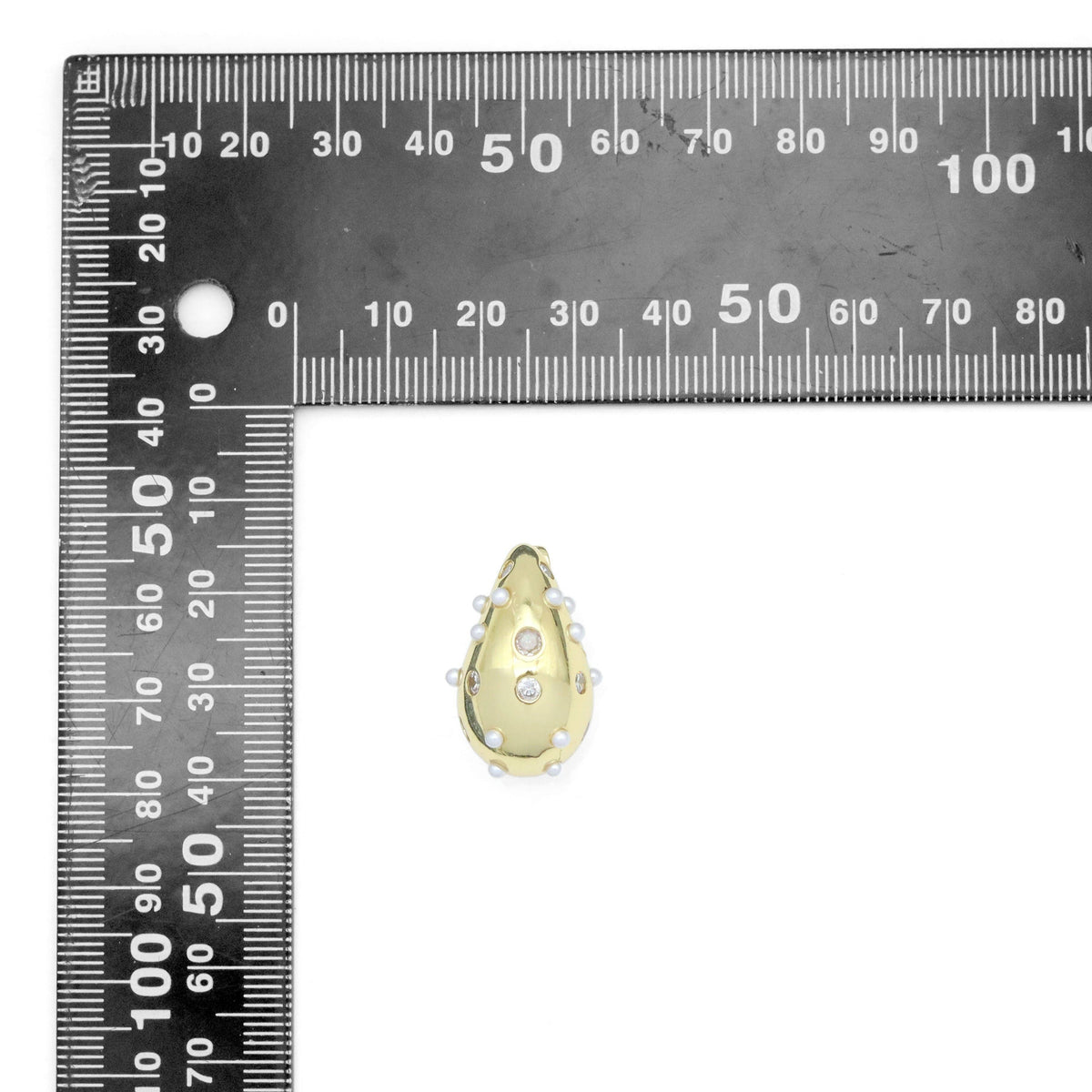 Clear CZ Pearl  drop Shape Earrings, Sku#A395
