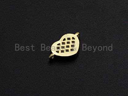 CZ Micro Pave Abalone Heart Connector Beads, Cubic Zirconia Space Connector, Abalone Stone Charm, 10x17mm,SKU#Z934