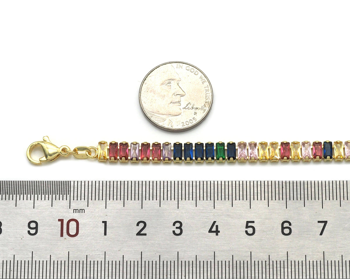 Thick Baguette CZ Tennis Chain Necklace,Sku#LD349