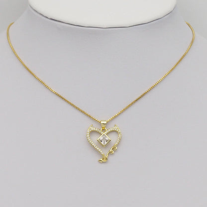 Gold Diamond CZ Heart Charm, Sku#LK888