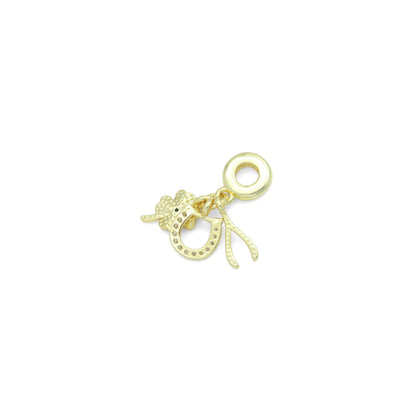 Flower Horseshoe Wishbone Charm Pendant,Sku#LD721