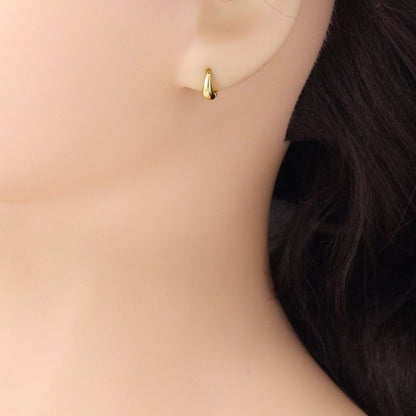 Plain Gold Oval Shape Everyday Hoop Earrings, Sku#LD742