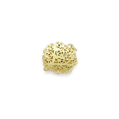 Gold Colorful CZ Heart Tree Charm, Sku#LD423