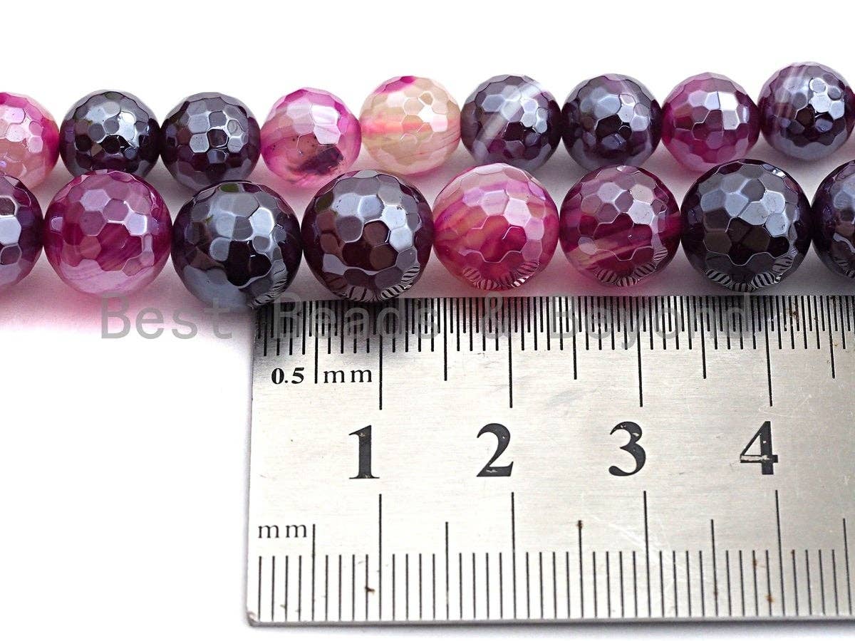 Purple Pink Agate Attachment Necklace with Large CZ Pave Silver clasp, 18 long, 8mm/10mm beads size, sku#D48