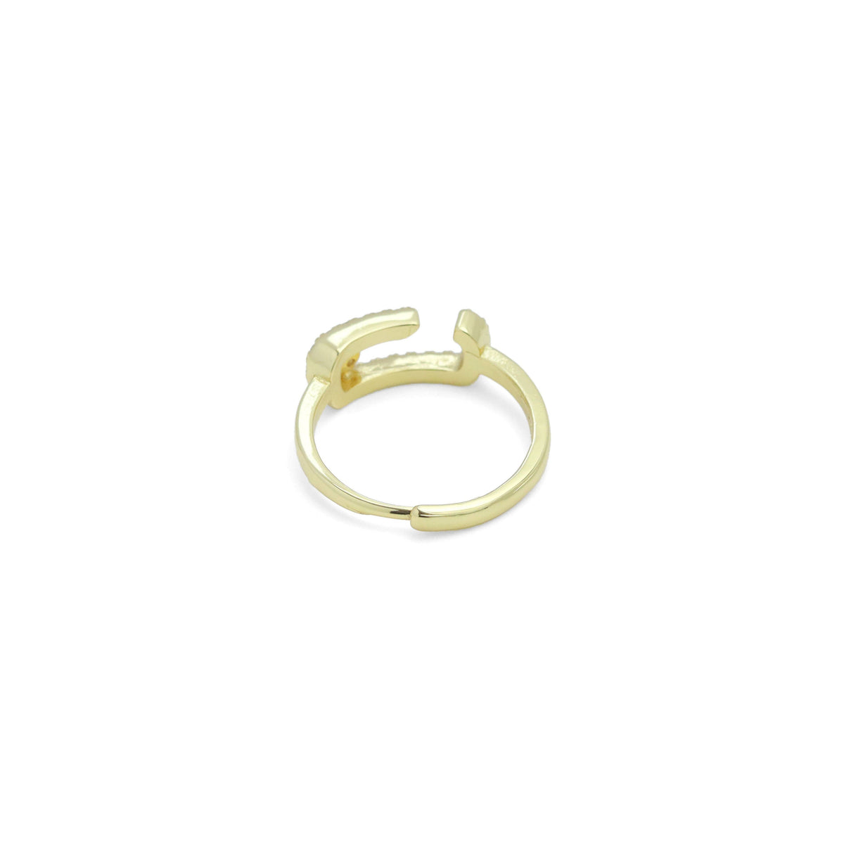 Gold Silver Clear CZ Paperclip Shape Adjustable Ring, Sku#A389