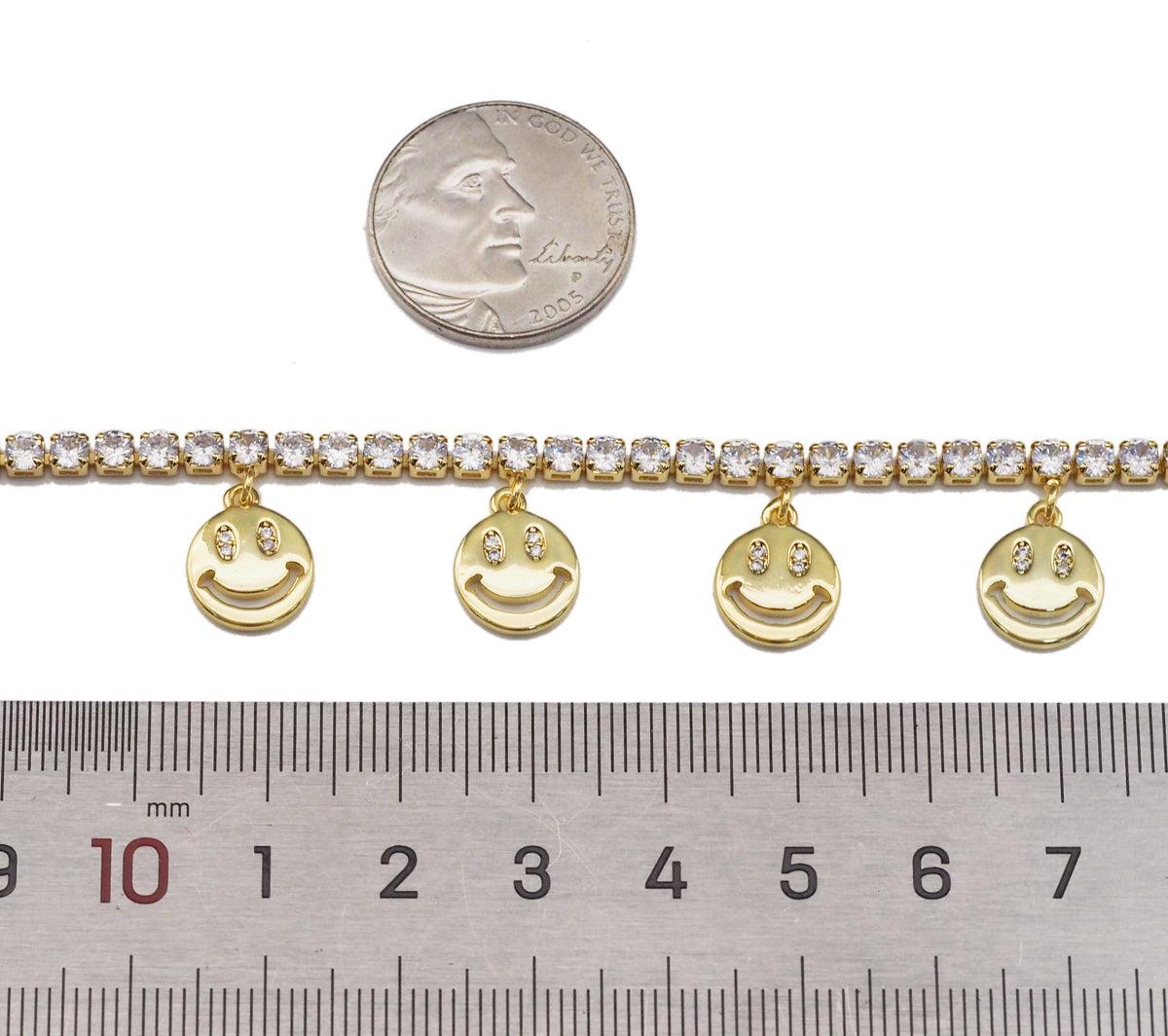 Smiley Face Tennis Chain Necklace, Choker Necklace, sku#LD368