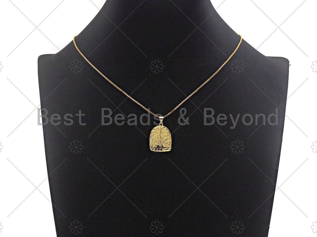 Dainty Gold Silver Life Tree Charms, Dainty Medallion Charms, Gold Silver Pendant, Medallion Necklace Charms, 17x23mm, Sku#L333