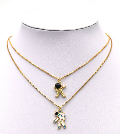 Gold Enamel Astronaut Charm, Sku#LD278