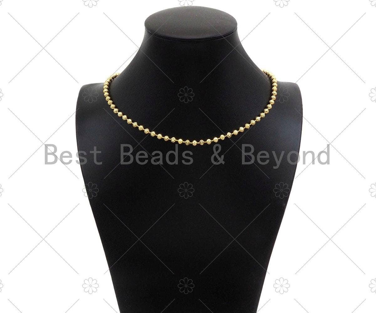 Carved 4mm Ball Beads Necklace Bracelet/Necklace,Sku#LD74