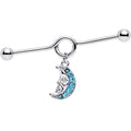 14G Aqua Gem Moonman Dangle Industrial Barbell 38mm
