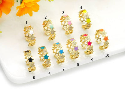CZ Pave Enamel Star Stackable Ring, Sku#X364