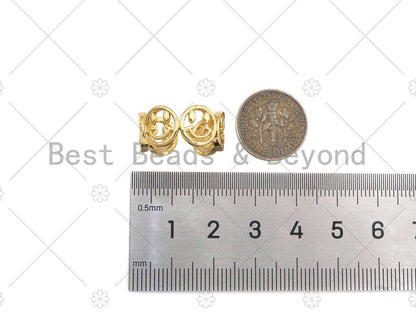 CZ Gold Smiley Face Adjustabe Ring, Sku#LD42