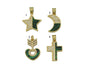 CZ Malachite Star Moon Heart Cross Charm, Sku#L667