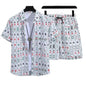 Floral Shirt Set Short Sleeves Retro All-over Floral Print Trendy