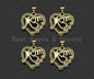 Gold Filled CZ Micro Pave Mom On Heart Shape Pendant, 18K Gold Filled Charm, Mother's Day Gift, Necklace Bracelet Pendant,19x20mm,Sku#LD118