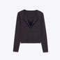 Elegant Floral Lace-trimmed Faux Two-piece Long-sleeve Top With Buttons