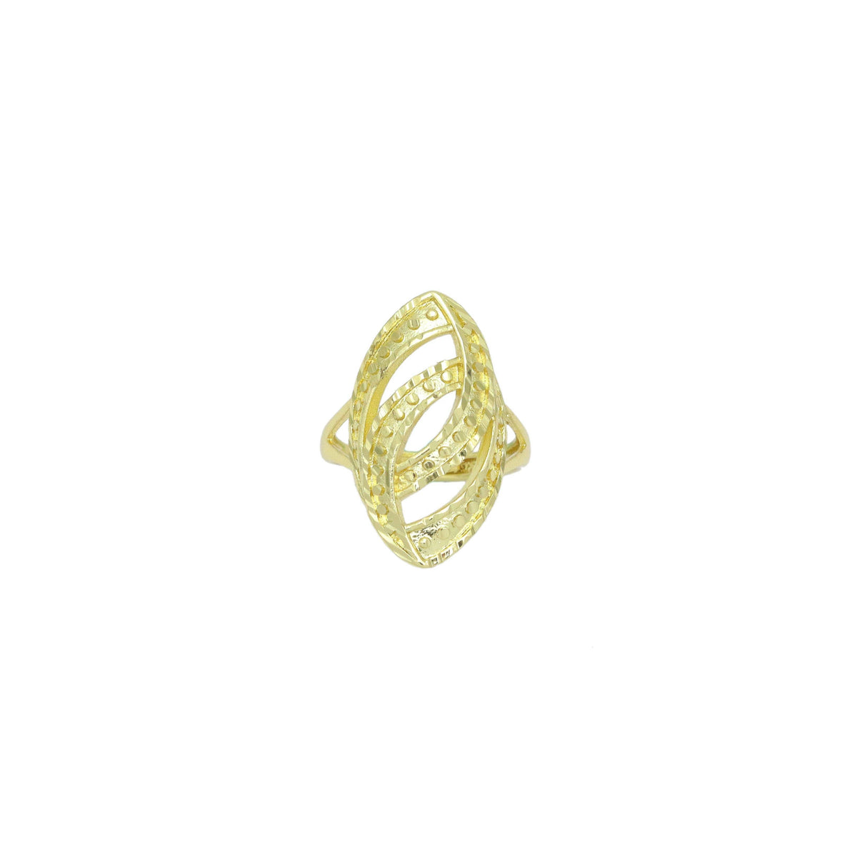 Hammered Double Oval Link Statement Adjustable Ring, Sku#LD647