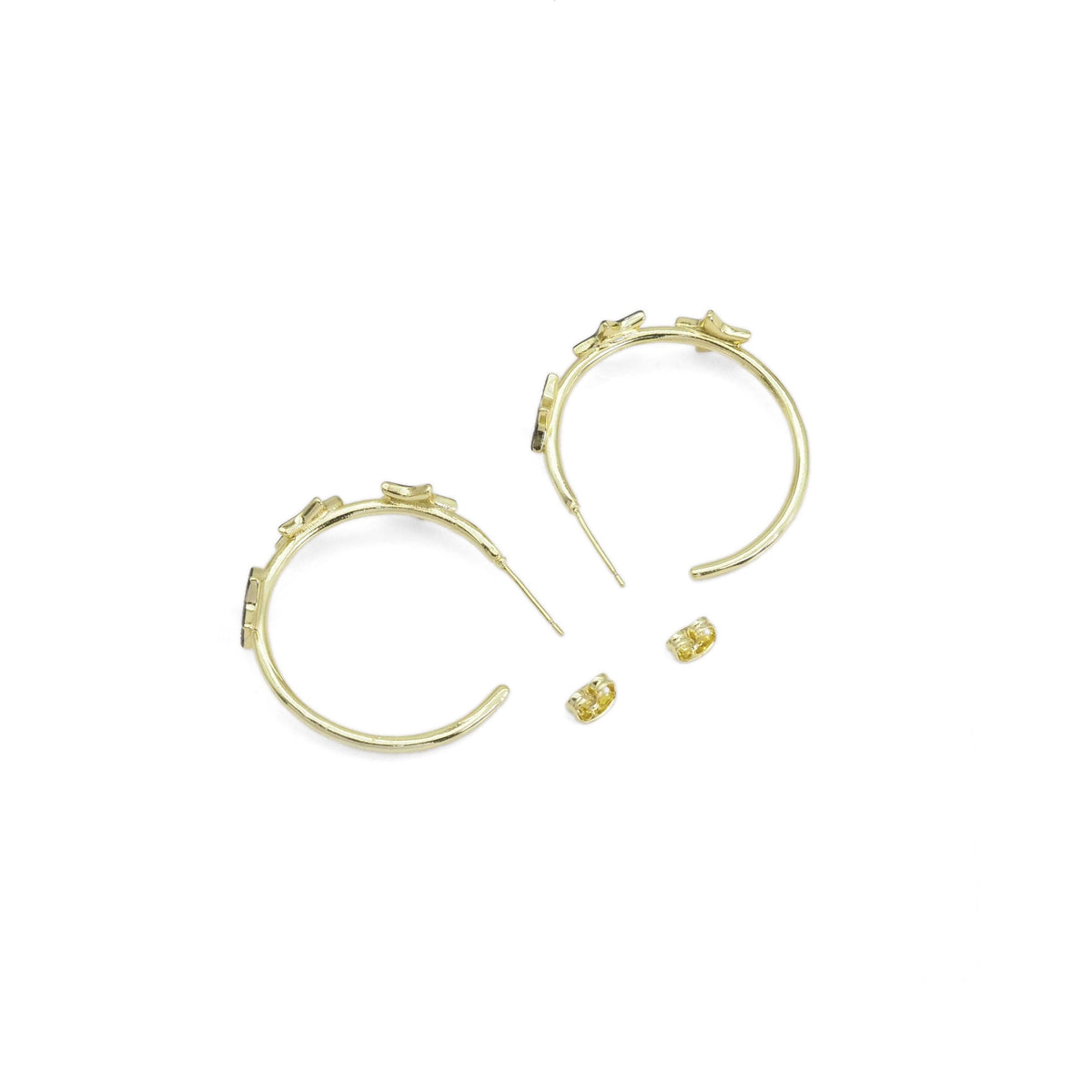 Colorful Multi Star Gold Hoop Earrings, Sku#LD495