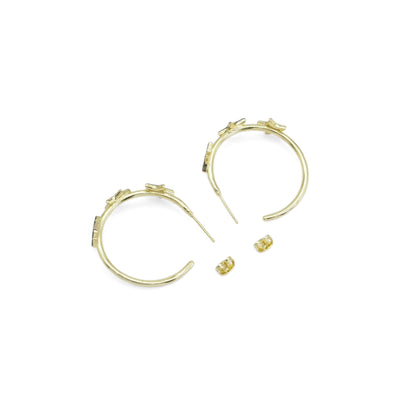 Colorful Multi Star Gold Hoop Earrings, Sku#LD495