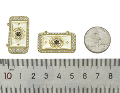 CZ Evil Eye Rectangle Connector Charm, Sku#L654