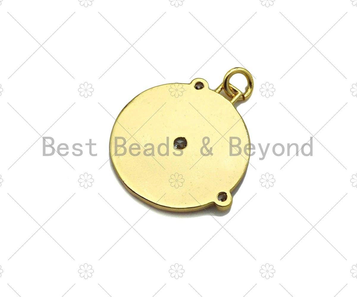 Colorful Enamel Pave Target On Round Coin Pendant, Gold Enamel Target Pendant, Pave Enamel Jewelry Findings,22x22mm,Sku#L444