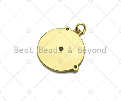 Colorful Enamel Pave Target On Round Coin Pendant, Gold Enamel Target Pendant, Pave Enamel Jewelry Findings,22x22mm,Sku#L444