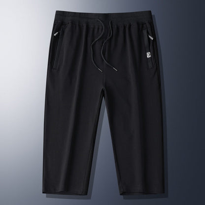 Summer New Mens Casual Ice-Silk Cropped Pants