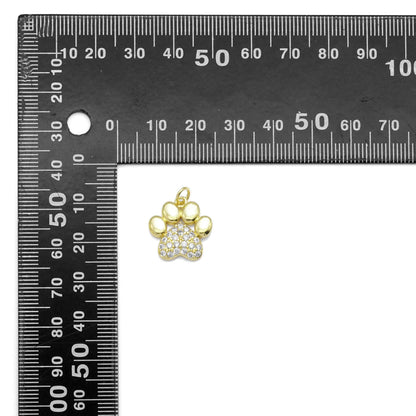 Gold Silver CZ Paw Print Charm, Sku#LK908