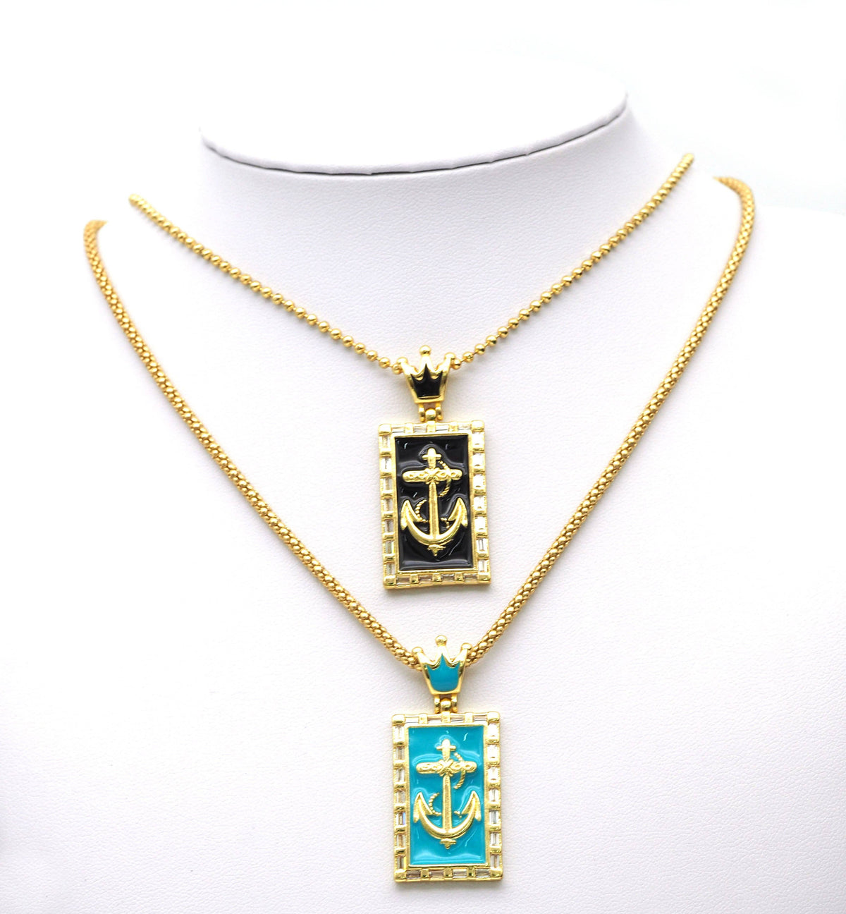 CZ Enamel Anchor Pendant, Sku#JL76